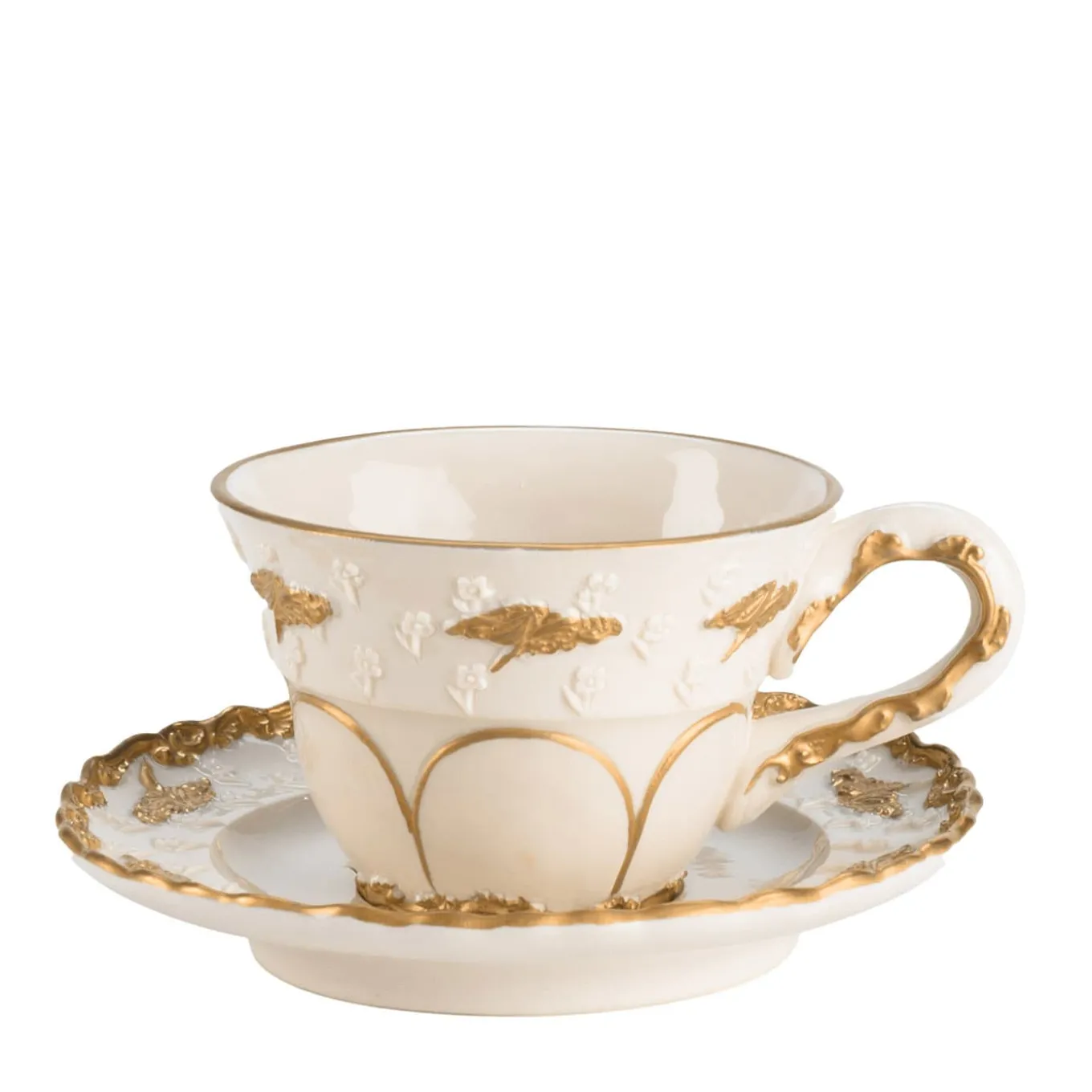 Lucia White & Gold Espresso Cup with Saucer