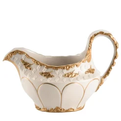 Lucia White & Gold Gravy Boat