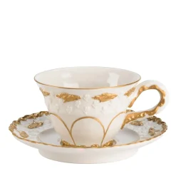 Lucia White & Gold Tea Cup with Saucer