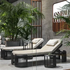 Lucio High Round Iroko Outdoor Side Table