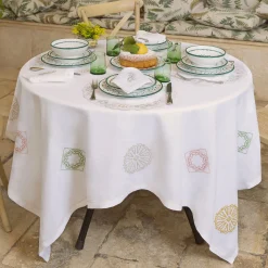 Luminaria Festa Polychrome Square Linen Tablecloth #2