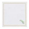Luminaria Festa Set of 2 Green-Embroidered Linen Napkins