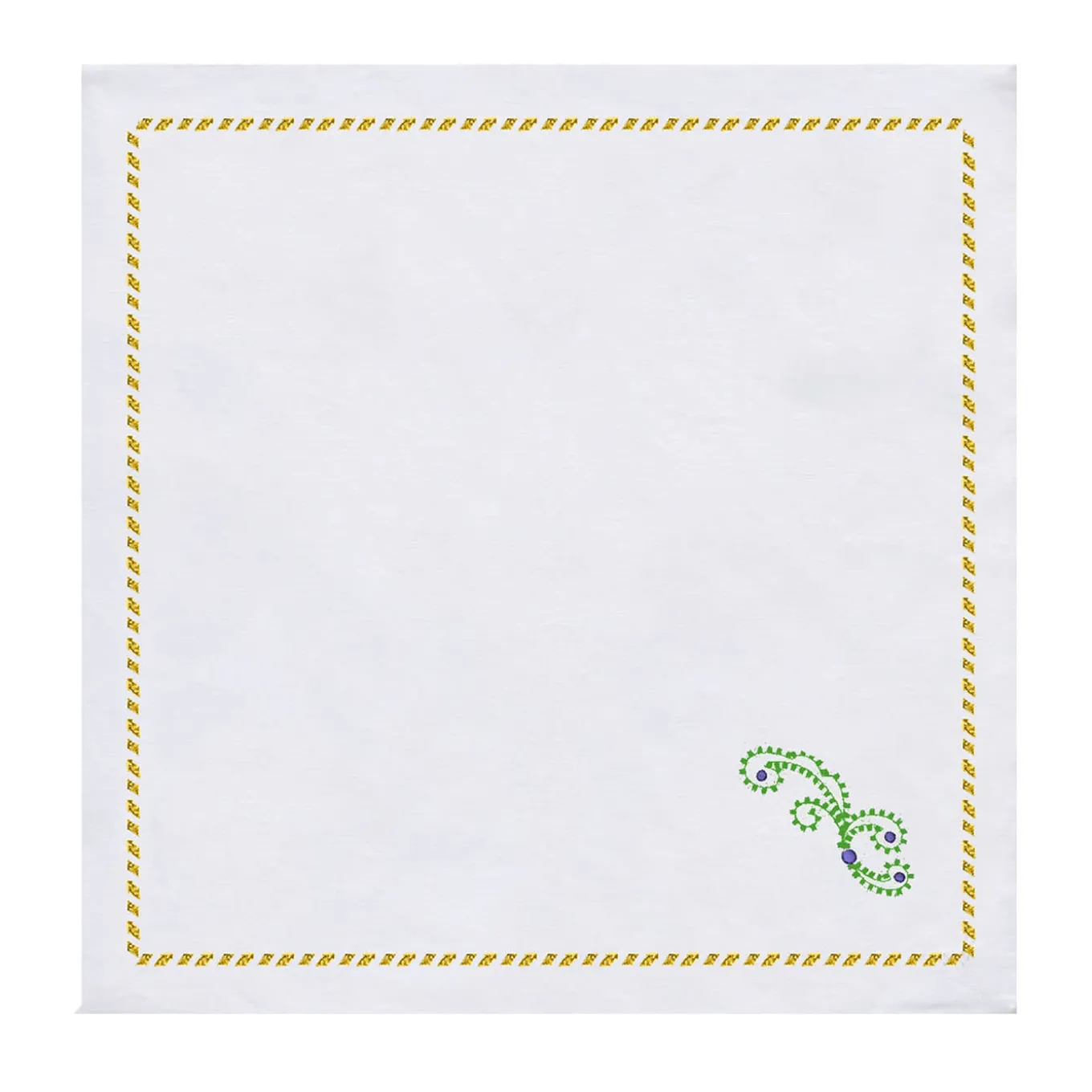 Luminaria Festa Set of 2 Green-Embroidered Linen Napkins