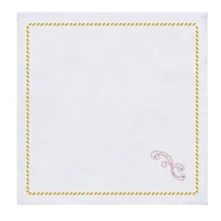 Luminaria Festa Set of 2 Pink-Embroidered Linen Napkins