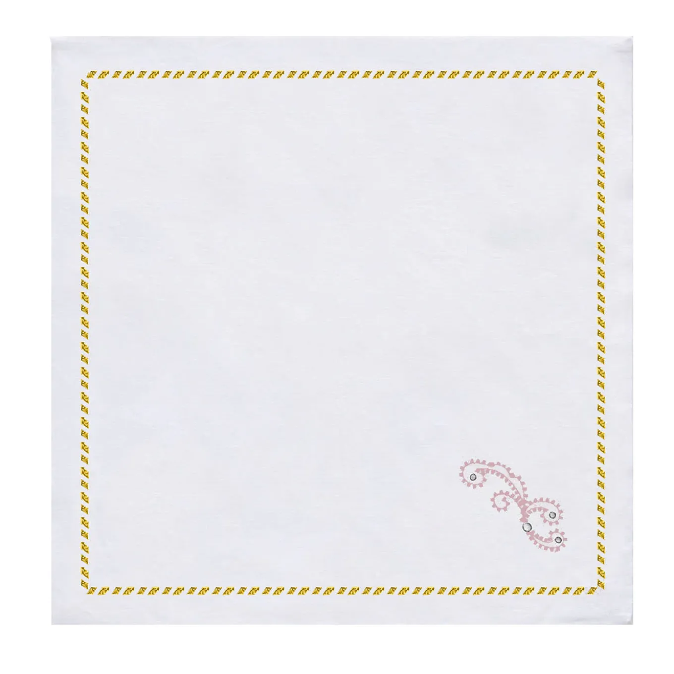 Luminaria Festa Set of 2 Pink-Embroidered Linen Napkins