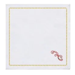 Luminaria Festa Set of 2 Red-Embroidered Linen Napkins