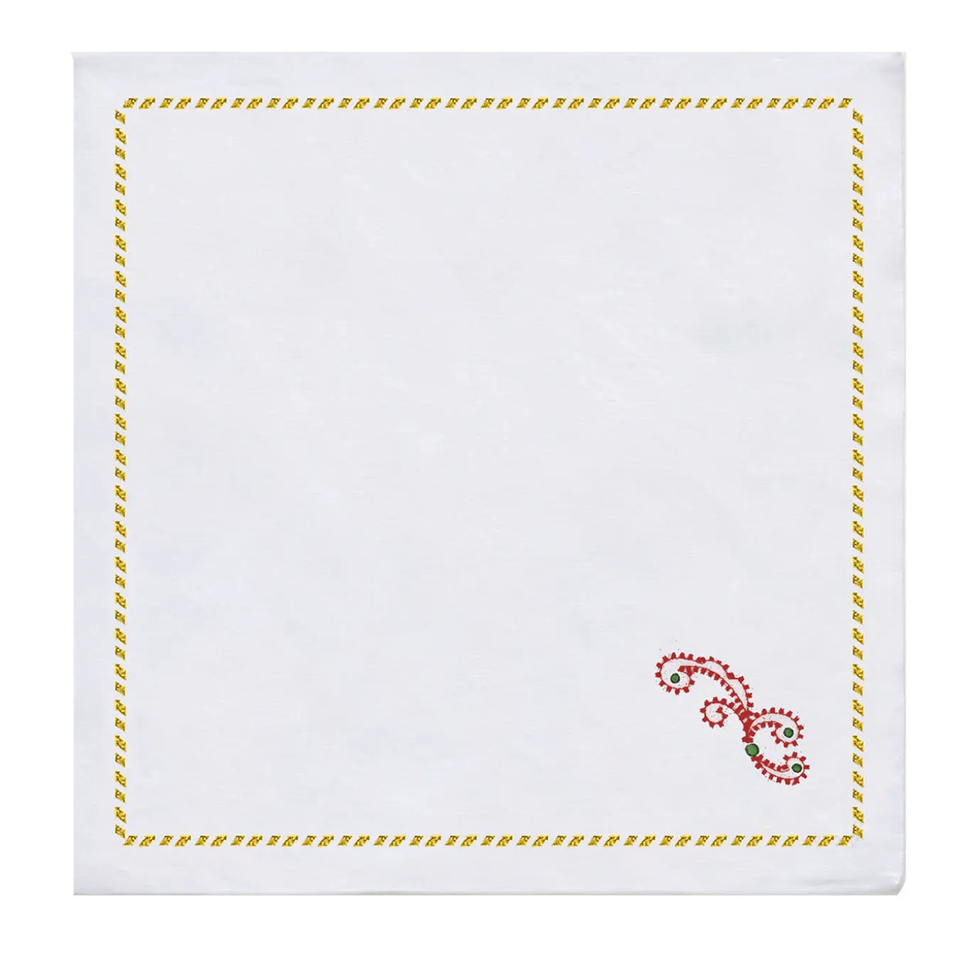 Luminaria Festa Set of 2 Red-Embroidered Linen Napkins