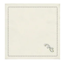 Luminaria Festa Set of 2 Silver-Embroidered Linen Napkins