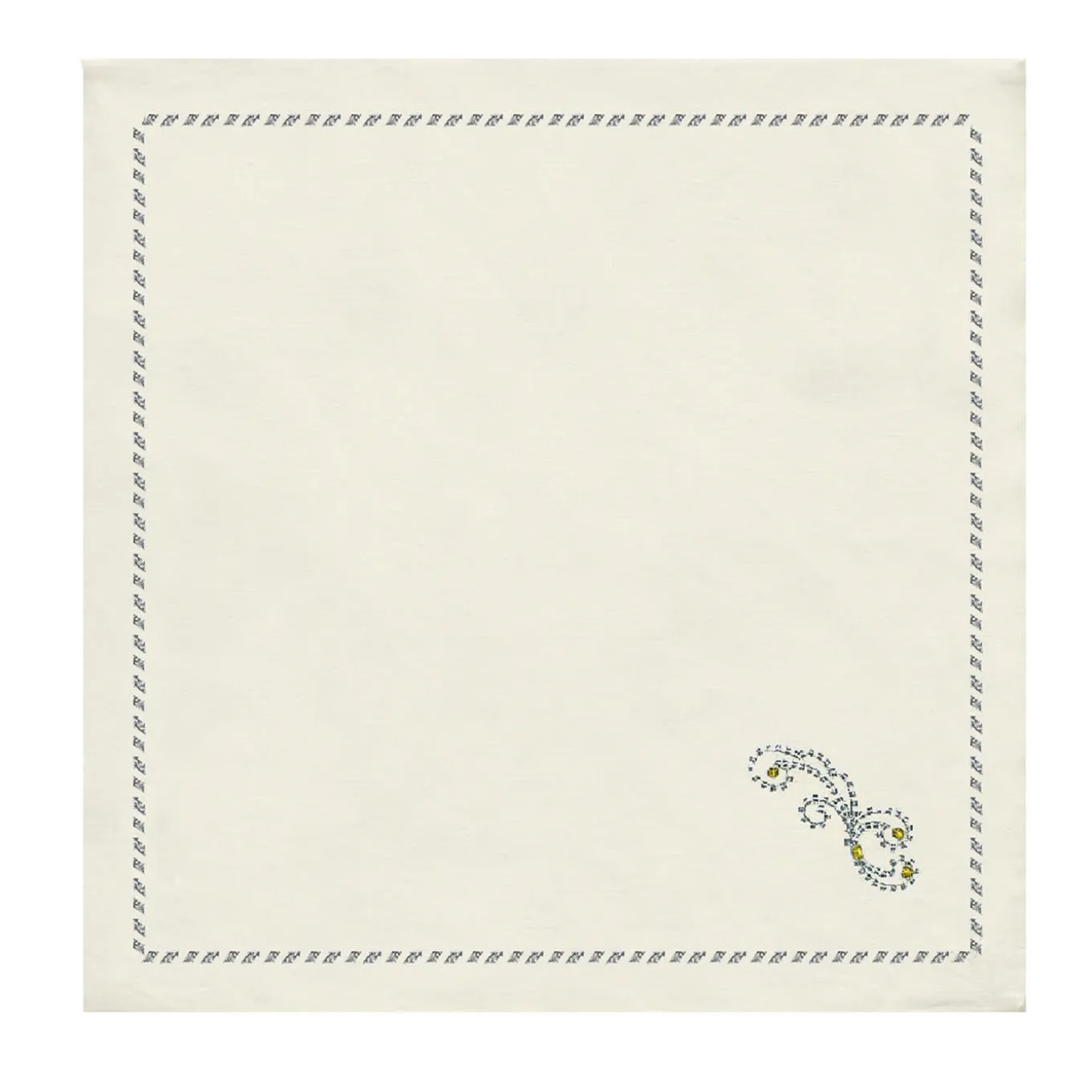 Luminaria Festa Set of 2 Silver-Embroidered Linen Napkins