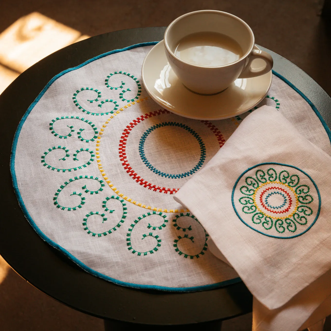 Luminaria Set of 2 Round Multicolor Placemats