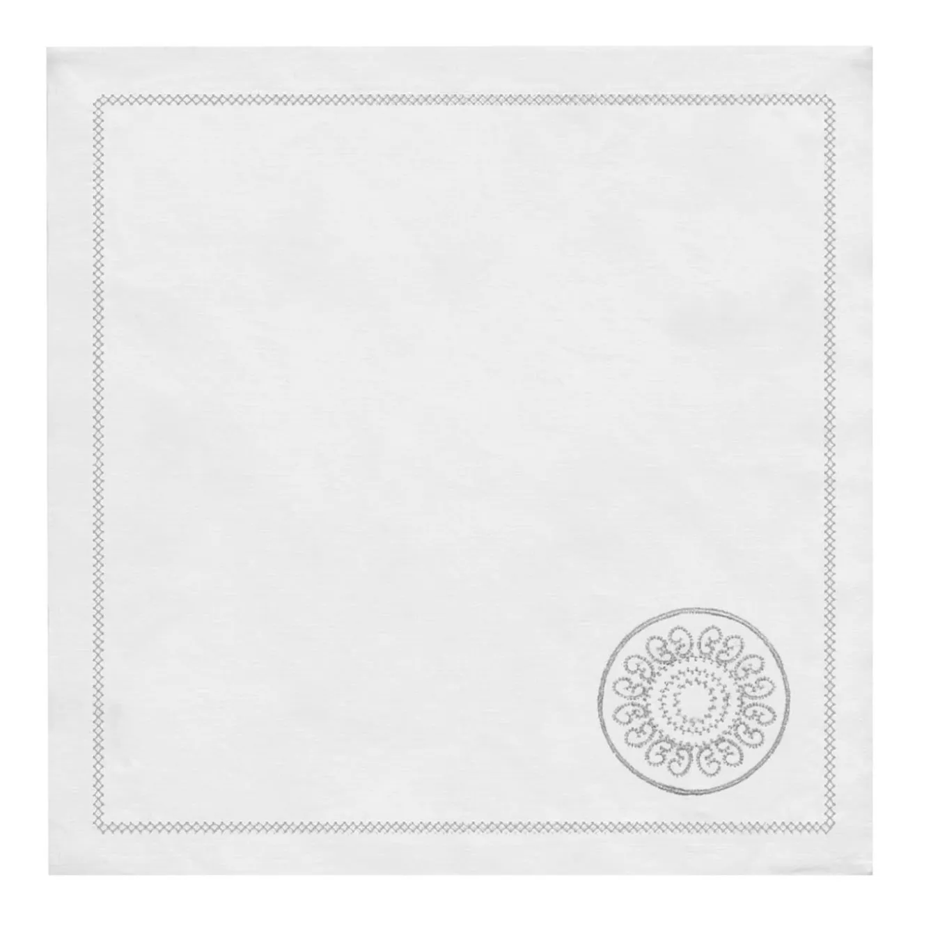 Luminaria Set of 2 Silver-Embroidered Linen Napkins
