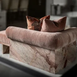 Luna Pink Siena marble and mohair silk chaise by Sheree Stuart Design