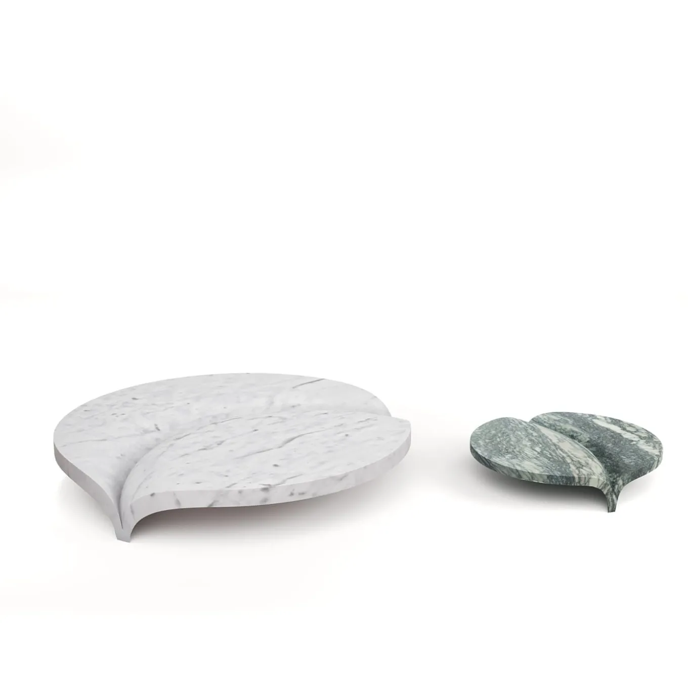 Luna Table in Green Luana and White Carrara Marble