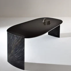 Luxury Black Round Wood Poe Desk
