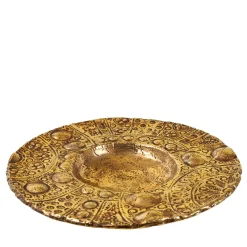 Lys Large gold Ceramic Plate by Gabriele Mengoni