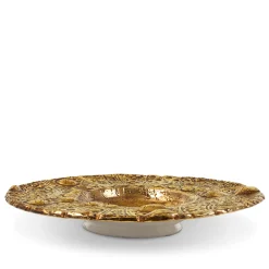 Lys Large gold Ceramic Plate by Gabriele Mengoni