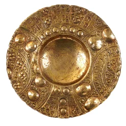Lys Large gold Ceramic Plate by Gabriele Mengoni
