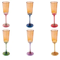 Madagascar Set of 6 Champagne Flutes