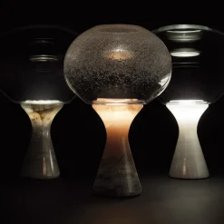 Magika Small Transparent Glass & Light Sky Onyx Table Lamp