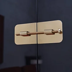 Mai Tai Blue-Black Wooden & Golden Metal Bar Cabinet