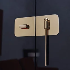 Mai Tai Blue-Black Wooden & Golden Metal Bar Cabinet