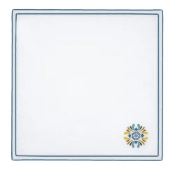 Maiolica Multicolor Set of 6 Embroidered White Napkins