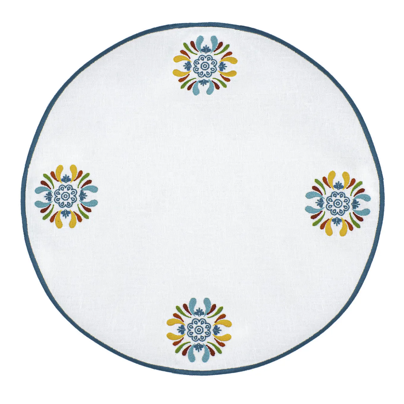Maiolica Multicolor Set of 2 Round White Service Placemats