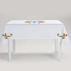Maiolica White Linen Tablecloth