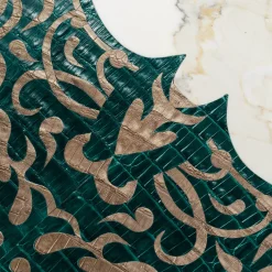 Manta Ray Calacatta Gold Marble & Leather Decorative Panel