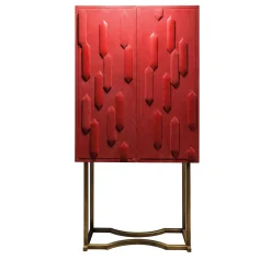 Marcello Red Leather Bar Cabinet