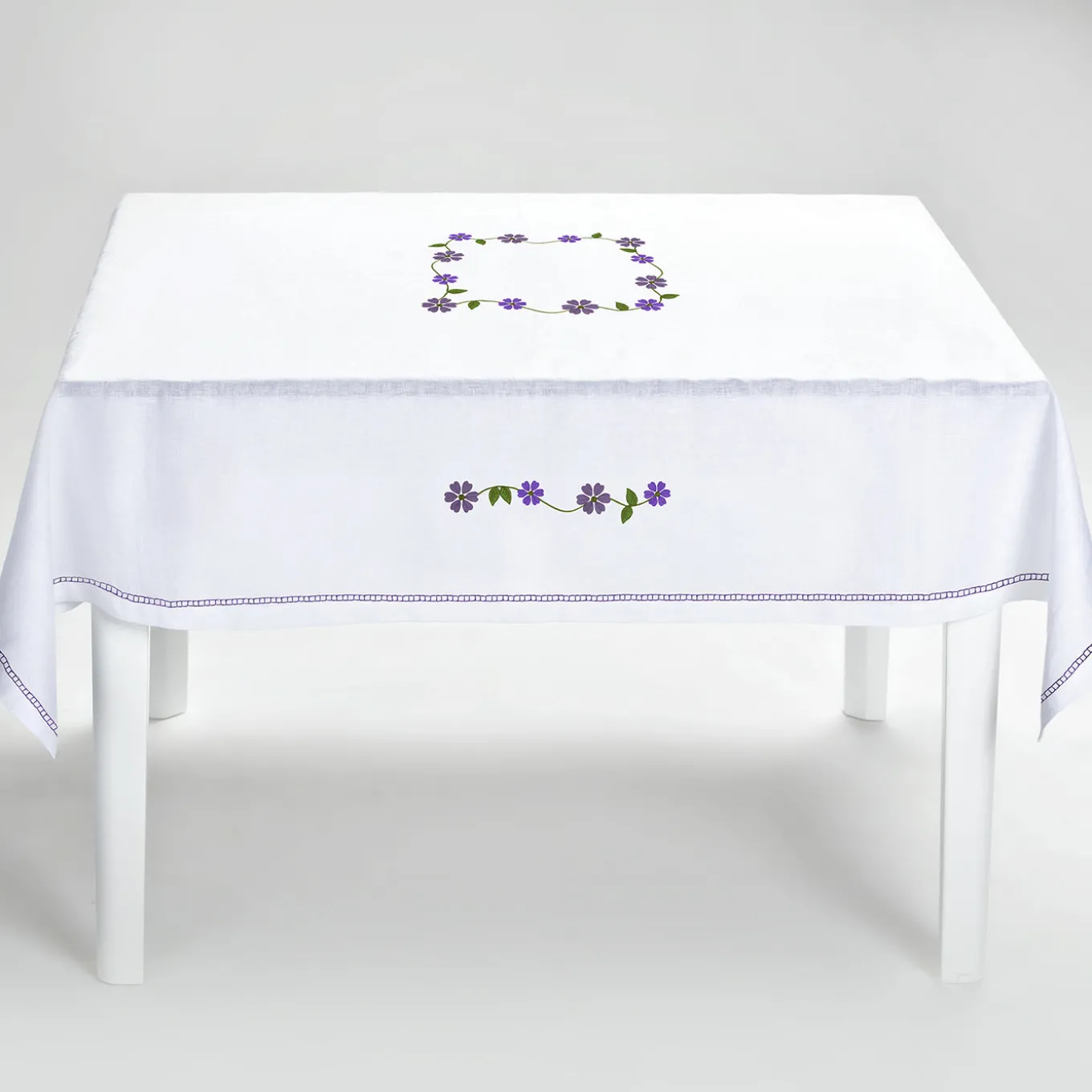 Margherita Viola Embroidered Linen Tablecloth