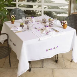 Margherita Viola Embroidered Linen Tablecloth