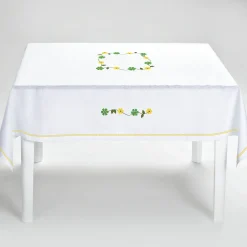 Margherita Yellow Embroidered Linen Tablecloth