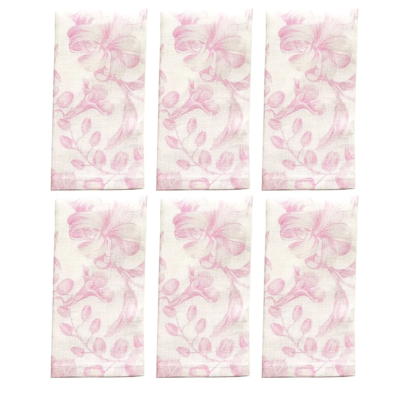 Marie Antoinette Set of 6 Pink & White Napkins