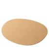 Maris Round Beige Leather Placemat by Kelly Wearstler