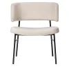 Marlen White Fabric & Black Metal Lounge Chair by EP Studio