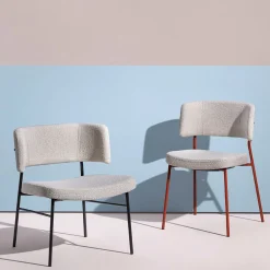 Marlen White Fabric & Black Metal Lounge Chair by EP Studio