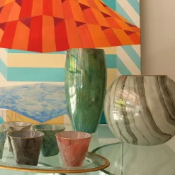 Marmo Tall Green Vase with Gold