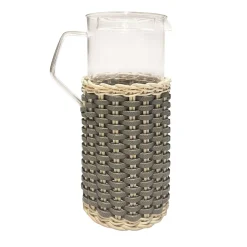 Marseille Mud Leather & Rattan Glass Pitcher