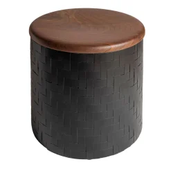 Mastio Black Wood Pouf