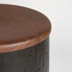 Mastio Black Wood Pouf