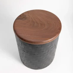 Mastio Black Wood Pouf