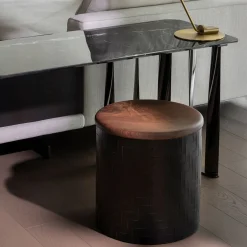 Mastio Black Wood Pouf