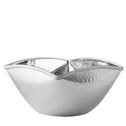 Materia Viva Squared-Round Hammered Silverplated Bowl
