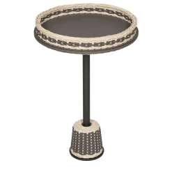 Matisse Leather & Rattan Side Table - Large