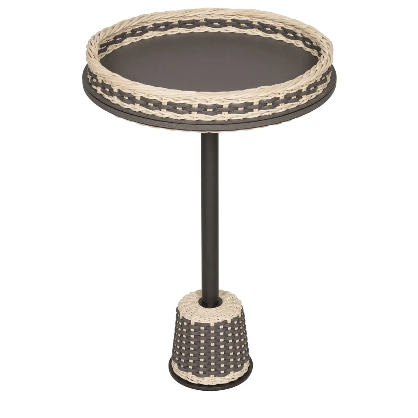 Matisse Leather & Rattan Side Table - Large