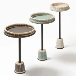 Matisse Leather & Rattan Side Table - Large