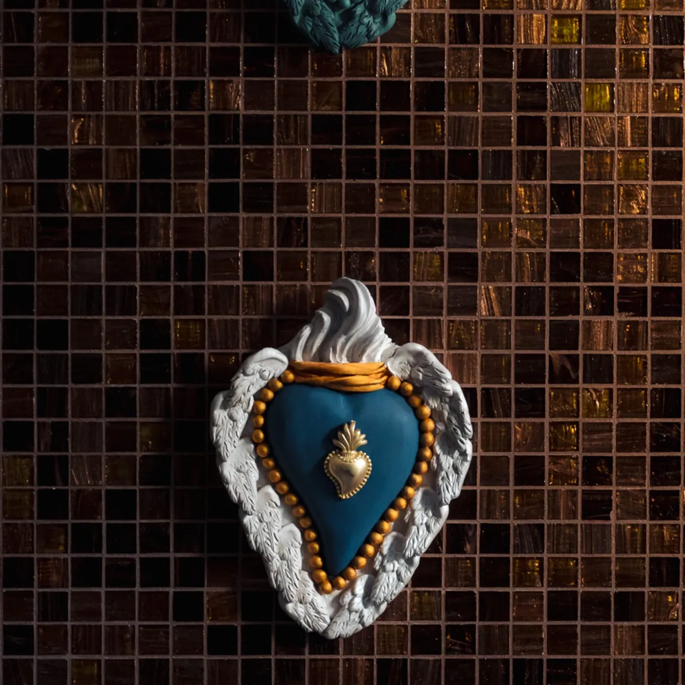 Matte Blue Ceramic Heart