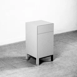 Matte Gray And Black Lacquered Wood Nightstand