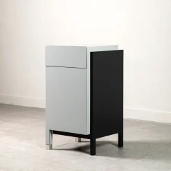 Matte Gray And Black Lacquered Wood Nightstand